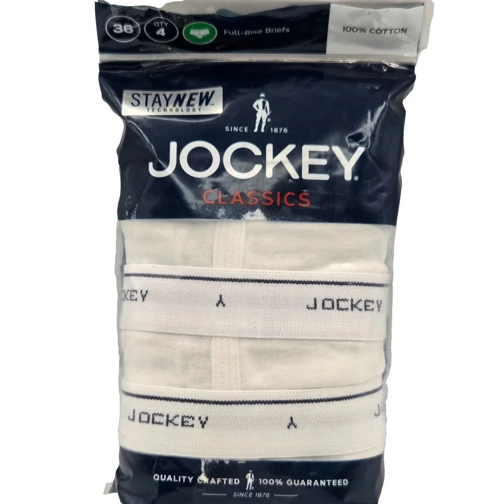Jockey Classics Stay New Technology Full-Rise‎ Briefs Size 36 QTY 4 BRAND NEW